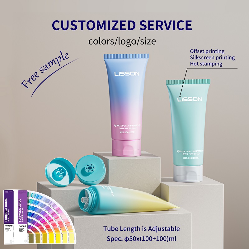 Custom Empty Dual Chamber Squeeze Tube For Cosmetics