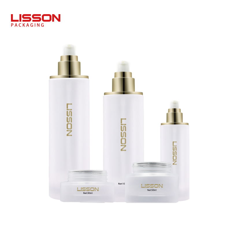 Gold Electroplated Dispensing Pumps and Wide-Mouth Glass Cream Jars Open Perspective