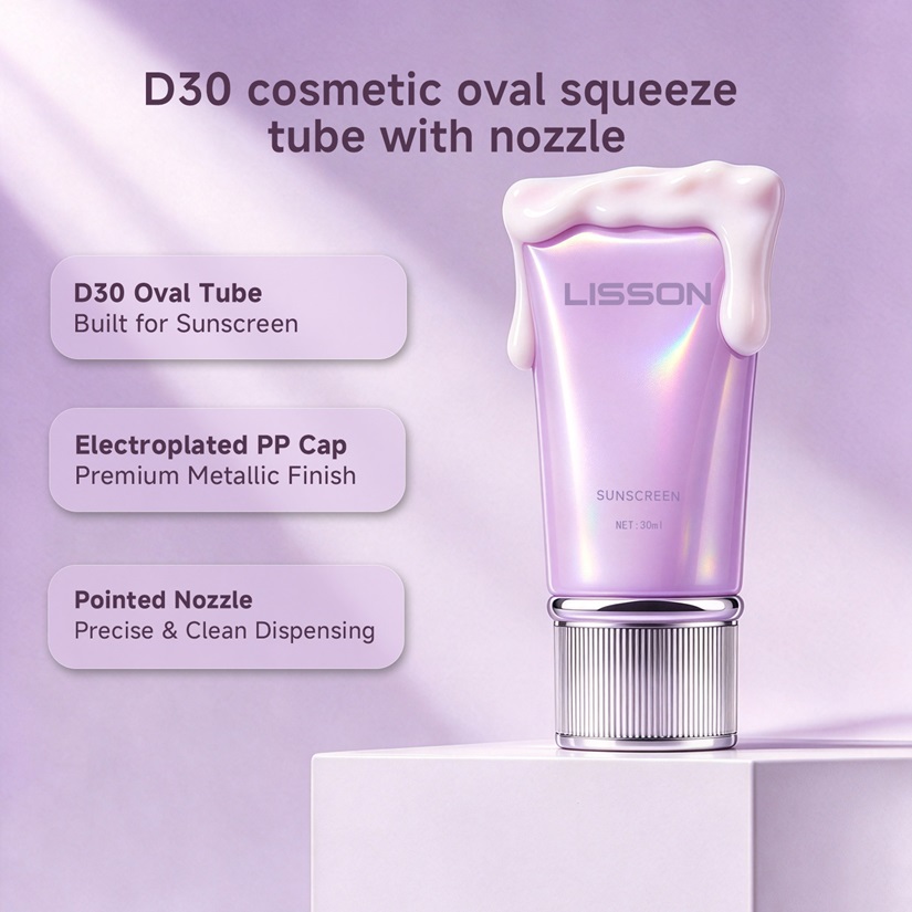 Cosmetic Oval Squeeze Tube with Nozzle