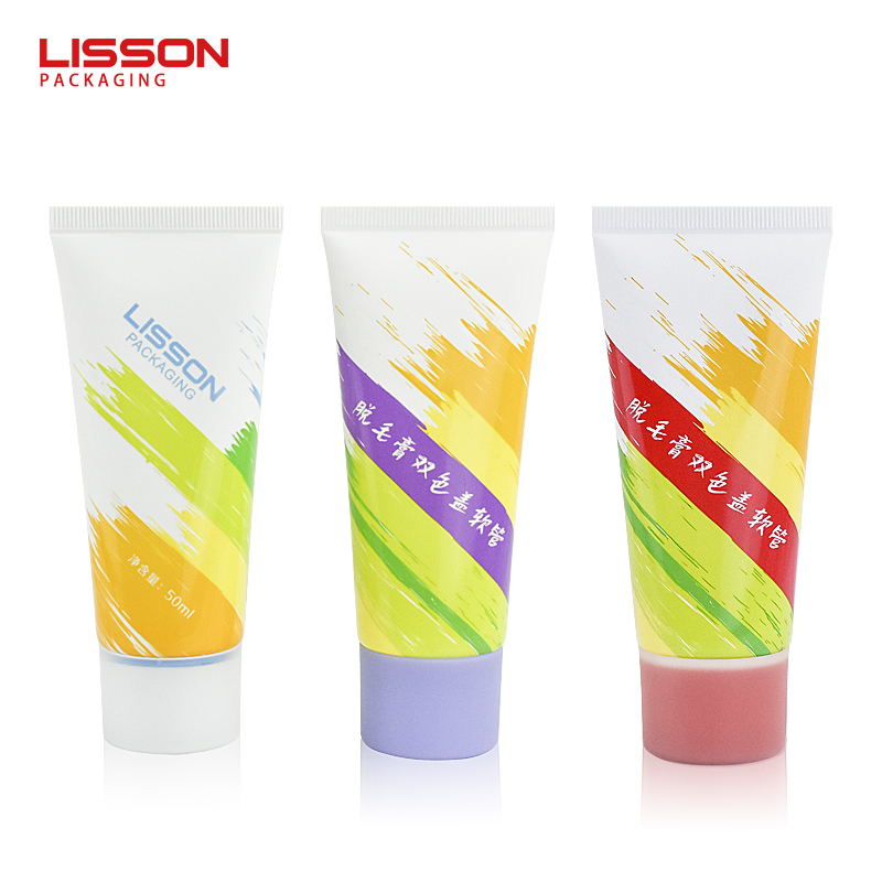 Crème dépilatoire à double bouchon coloré en tube