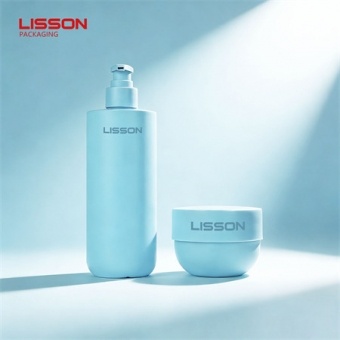 Ensemble d'emballages pour flacons cosmétiques en PP/PE bleu mat écologique