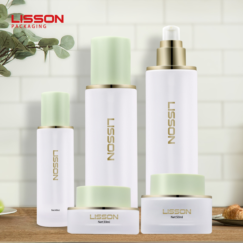 anti-aging cream jar and serum bottle set