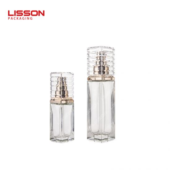 Ensemble de flacons et pots cosmétiques de luxe carrés en verre